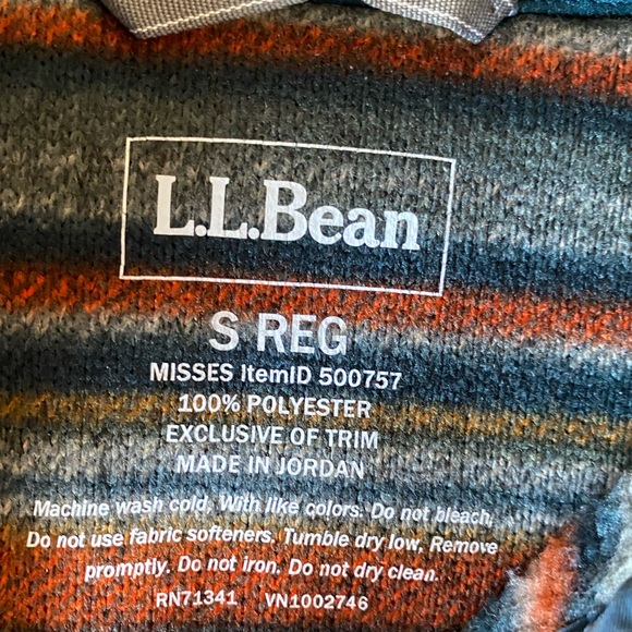 LL Bean Snap Fleece Women's Small Sweater Jacket Pullover Striped Aztec - Picture 5 of 5